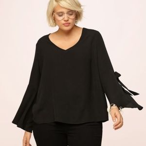Black Tie Bell Sleeve Top